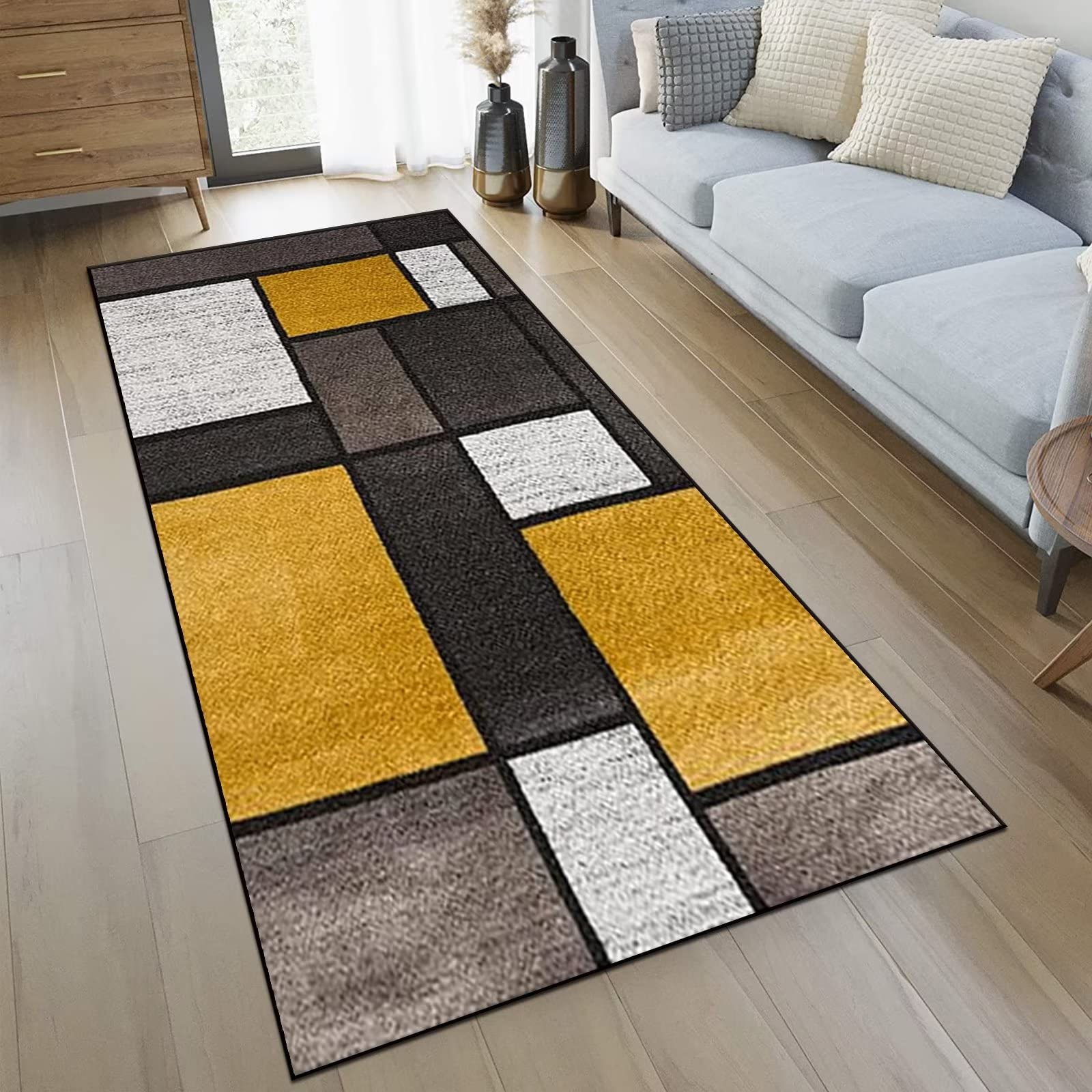 Tappeto da Cucina Antiscivolo Bianco Marrone 60X150CM, tappeto passatoia Lavabile, Moderno vendite al metro Tappeti Runner Cucina Corridoio Ingresso Tappetino Salotto Camera da Letto