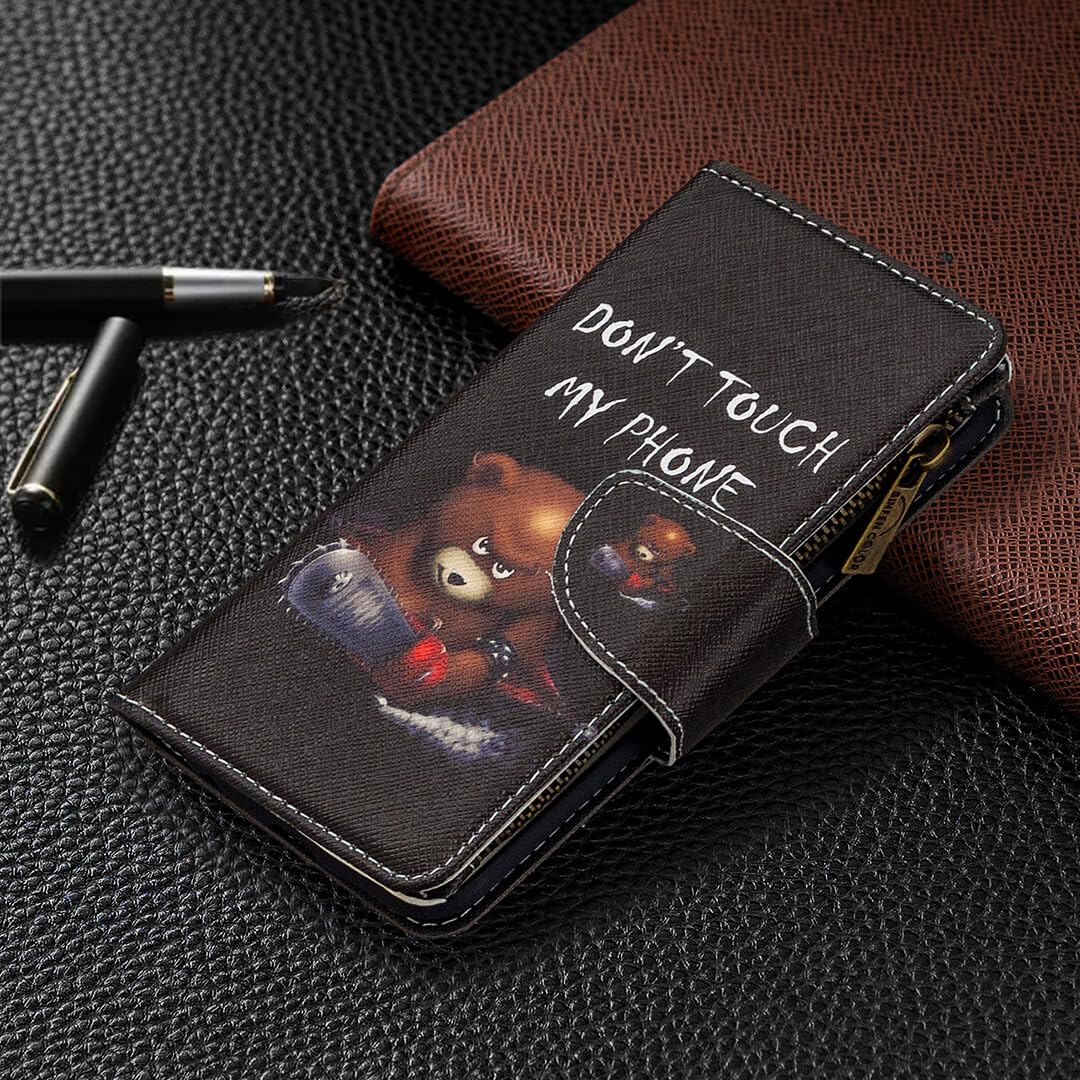 Generic etui kompatybilne z Samsung Galaxy A42 (5G (kolor: drzewo) trwały wzór skórzany portfel magnetyczne etui z klapką na zamek błyskawiczny przegródki na karty