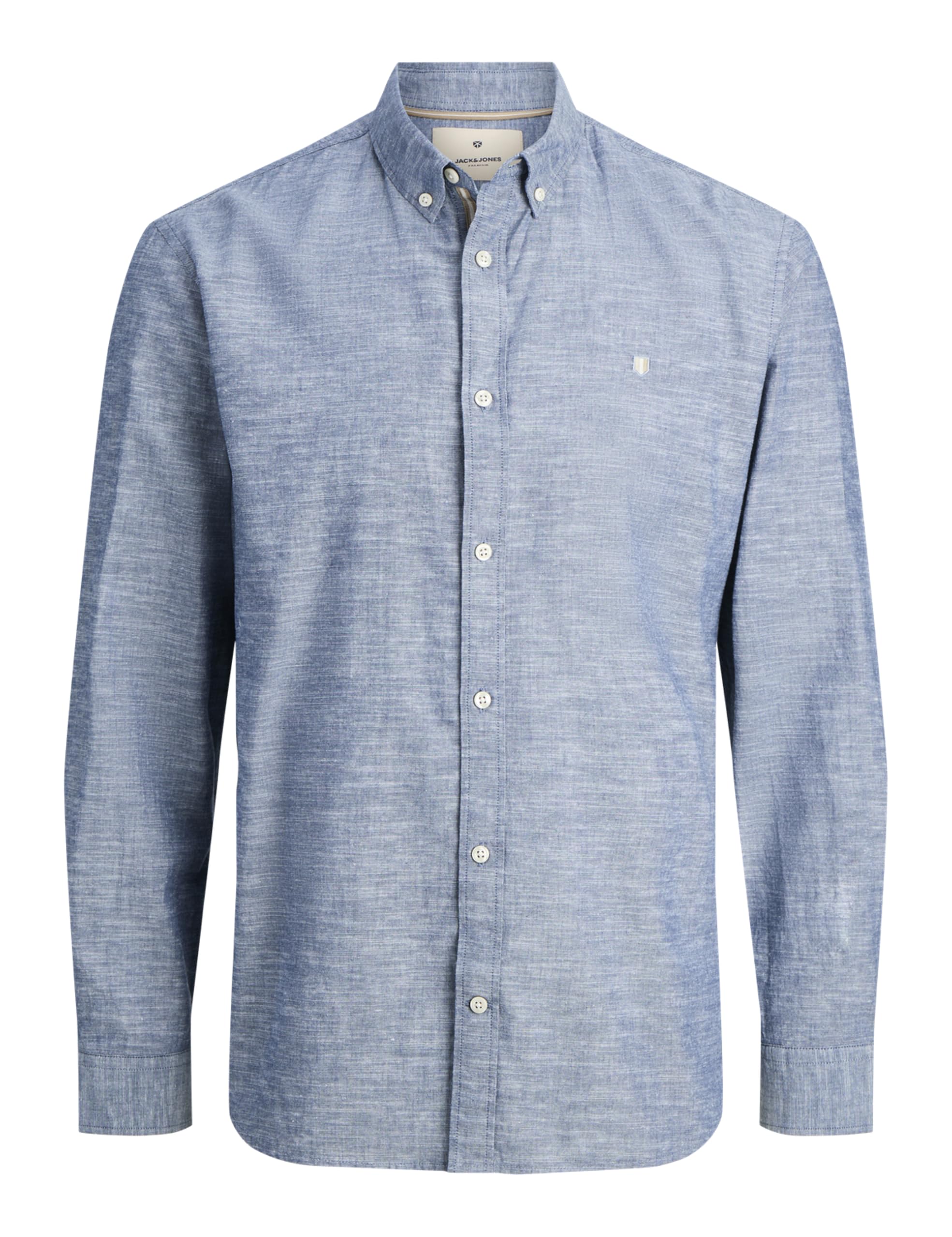 JACK & JONES Men's Jprblusummer Button Down L/S Shirt, Faded Denim, S