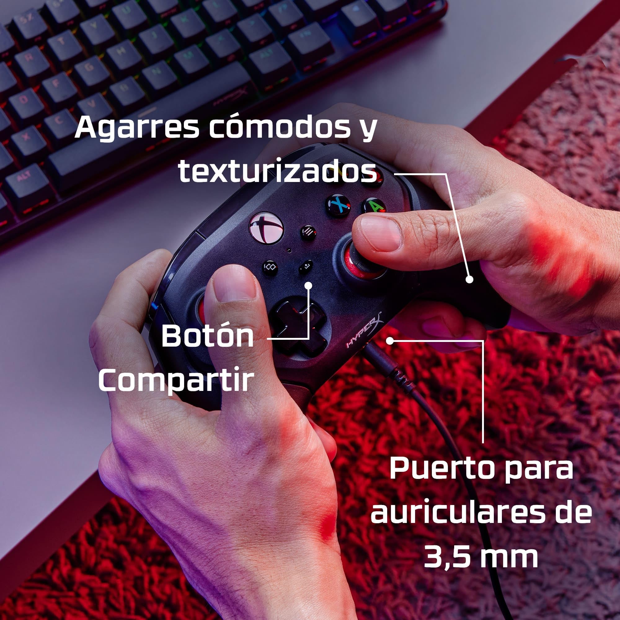 HyperX Clutch Gladiate mando para Xbox con cable, Botones programables, Conector de Audio de 3.5 mm, Licencia Oficial, Negro