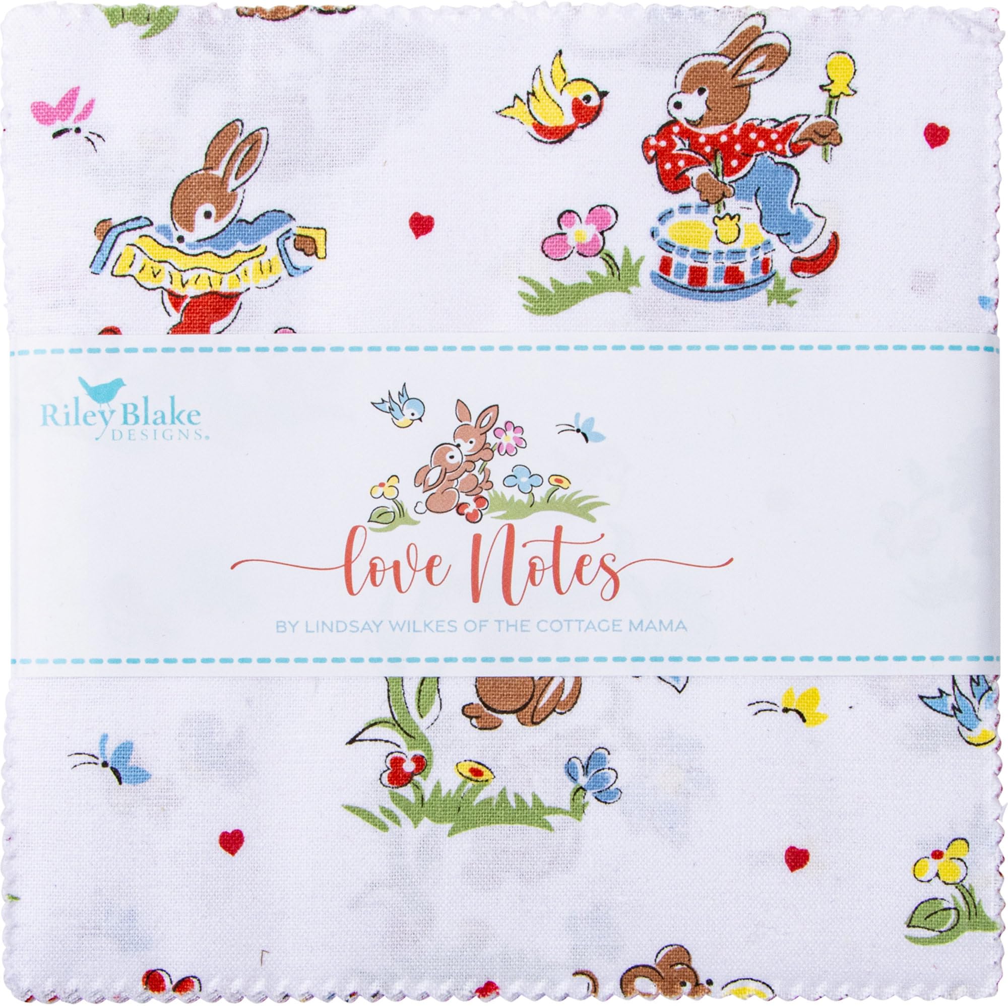 Riley Blake Designs Assorted Lindsay Wilkes Love Notes 5" Stacker 42 5-Inch Squares Charm Pack 5-16380-42