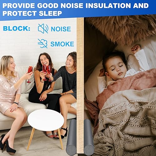 Miniatura 20 de Tope de corrientes de aire, ajustable de 37 pulgadas, bloqueador de corrientes de aire debajo de la puerta, a prueba de sonido, para la parte