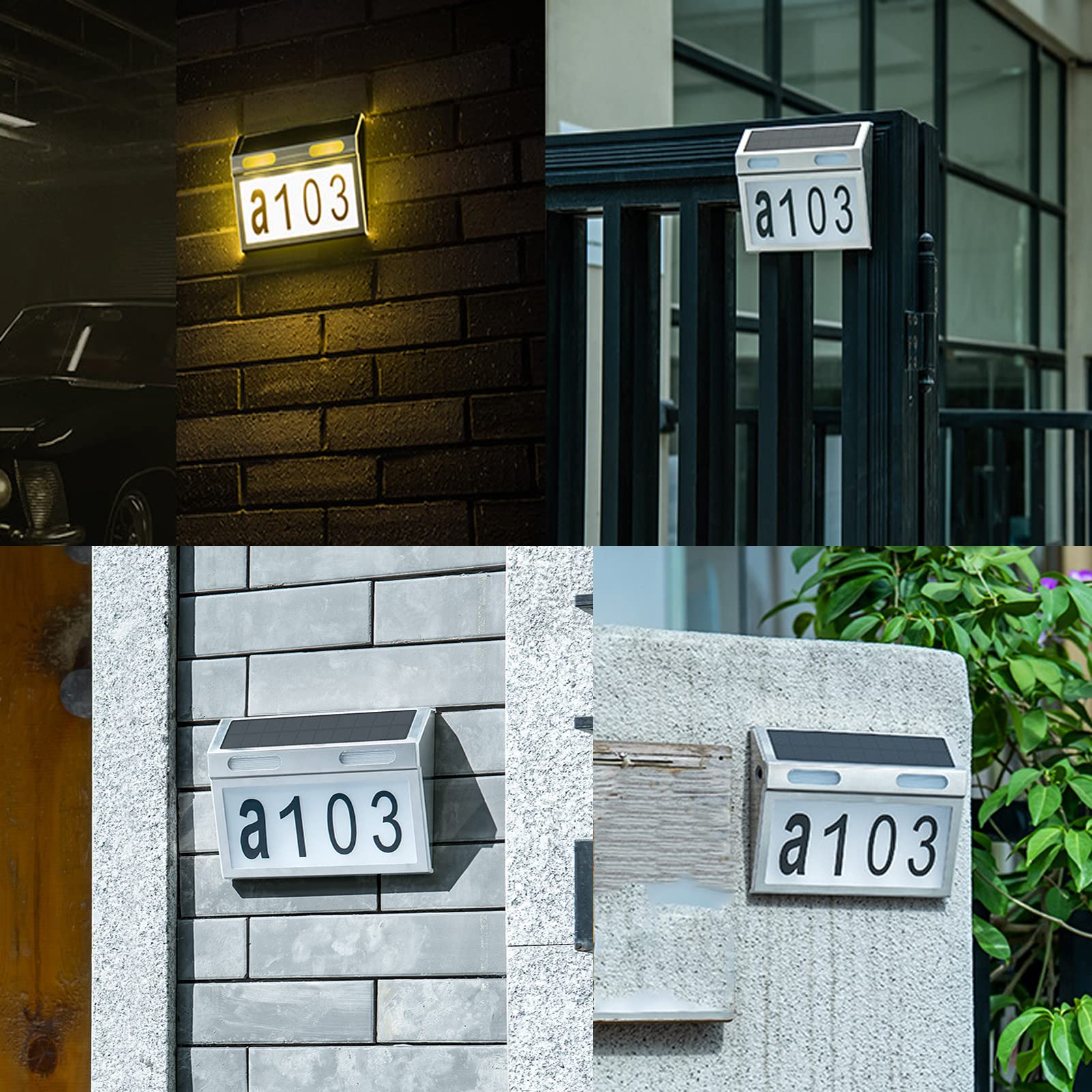 Numeri civici a energia solare con luci, 3 modalità di illuminazione, 2200 mAh, luci solari per indirizzi, IP65, impermeabili, per cartelli di indirizzi esterni