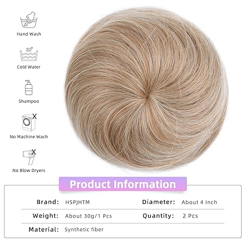 Miniatura 2 de HSPJHTM 2 extensiones de moño de cabello rubio, extensiones de moño de cabello rubio para mujeres y niñas, extensiones de moño de ballet falso con