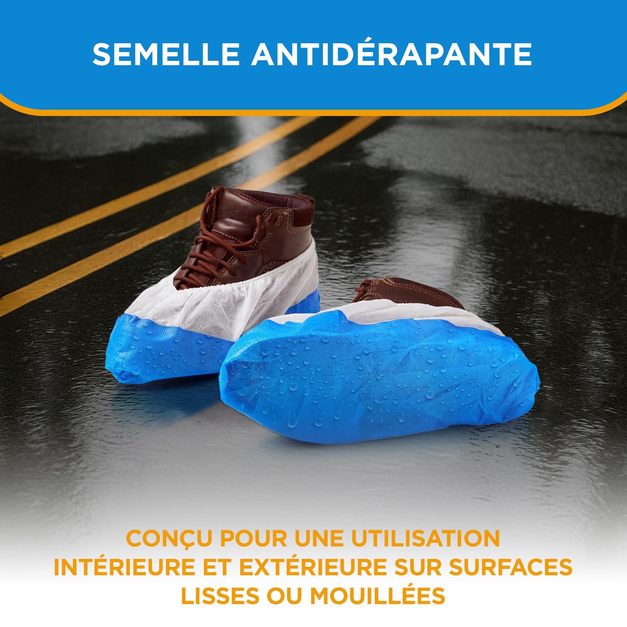 ISC Hygiene & Safety Surchaussures jetables – imperméable, blanc, 50x | Sur chaussure jetable, Protege chaussure usage unique, Taille universelle jusqu’à 47, Semelle renforcée