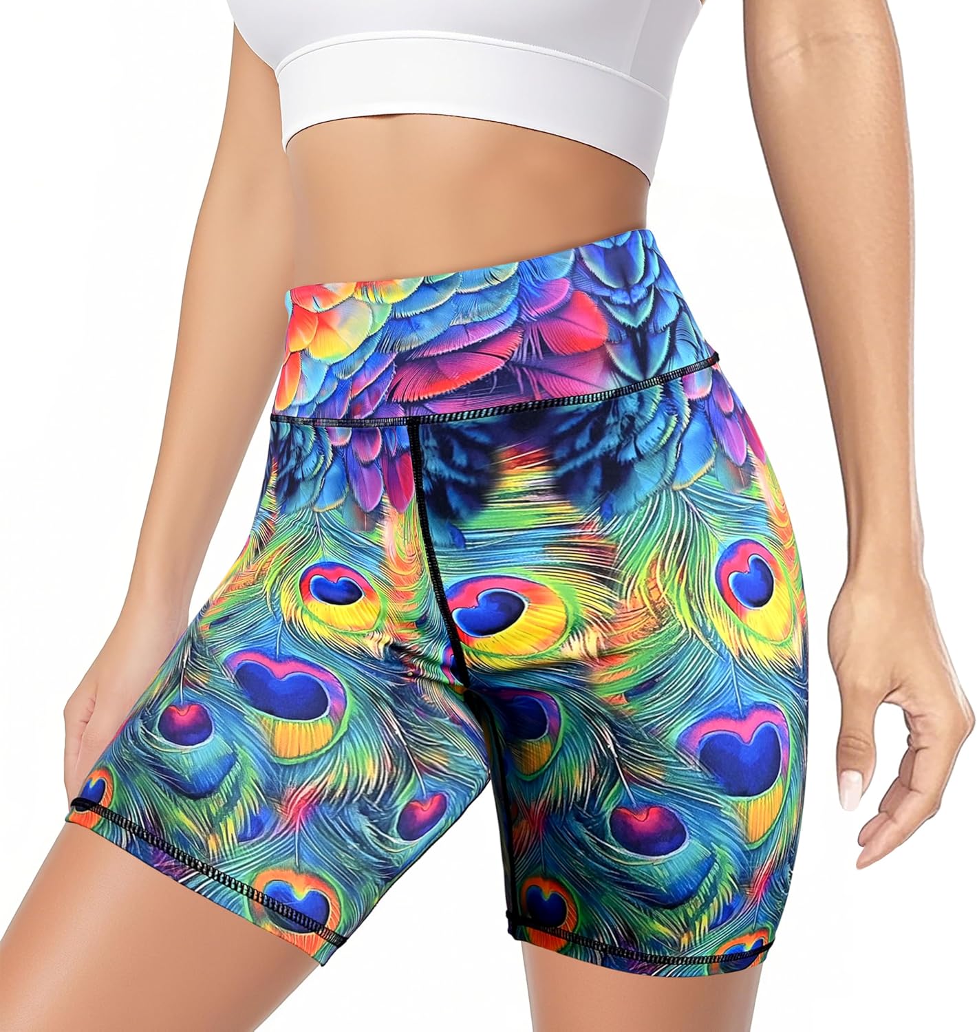 Yoga Shorts High Waisted Tummy Control Biker Shorts for Womens Athletic Running Workout Gym Tennis Shorts - Image 2