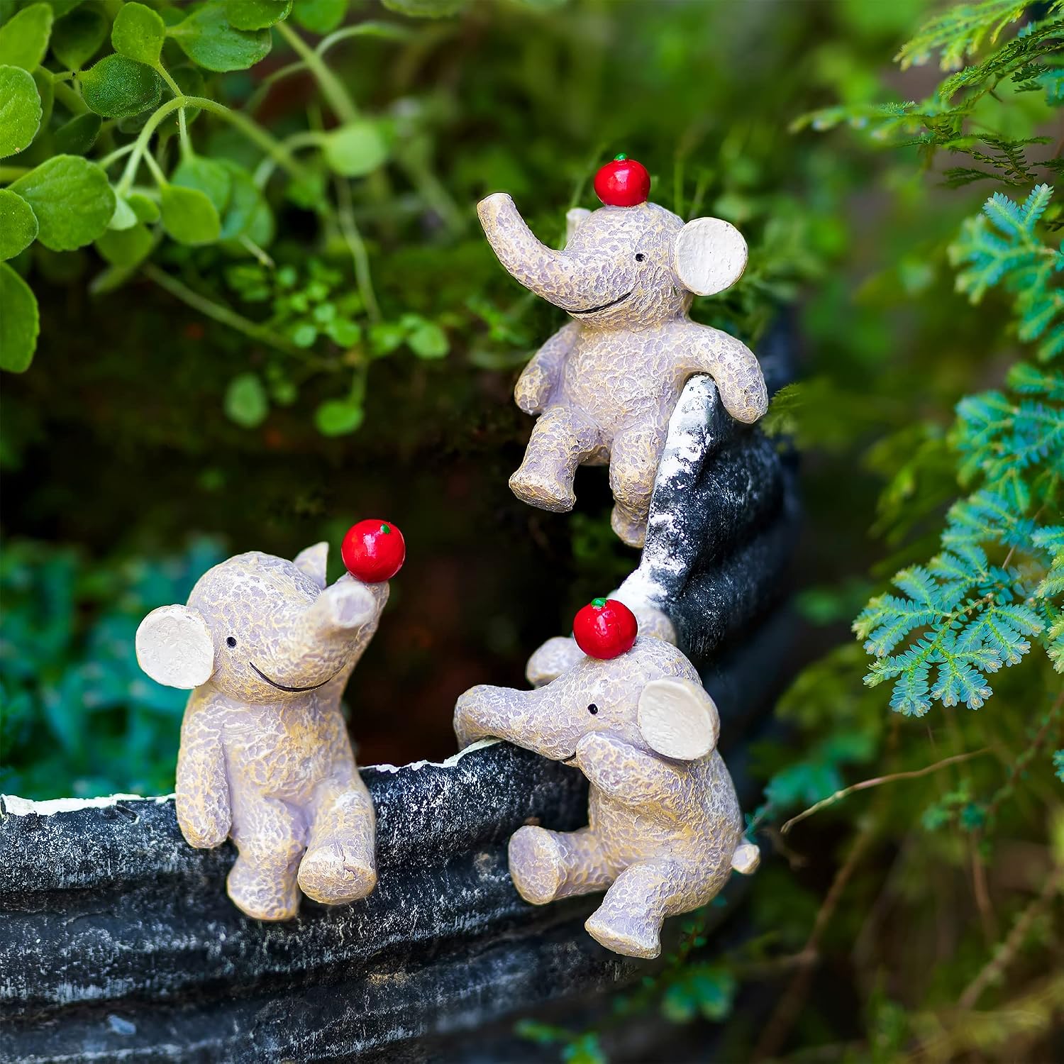 Garden Statues Flowerpot Landscaping Tree-Hugger Fairy Plant Pot&Vase Hugger, Mini Decorative Climber Clingers (3Pack Elephant) image 2