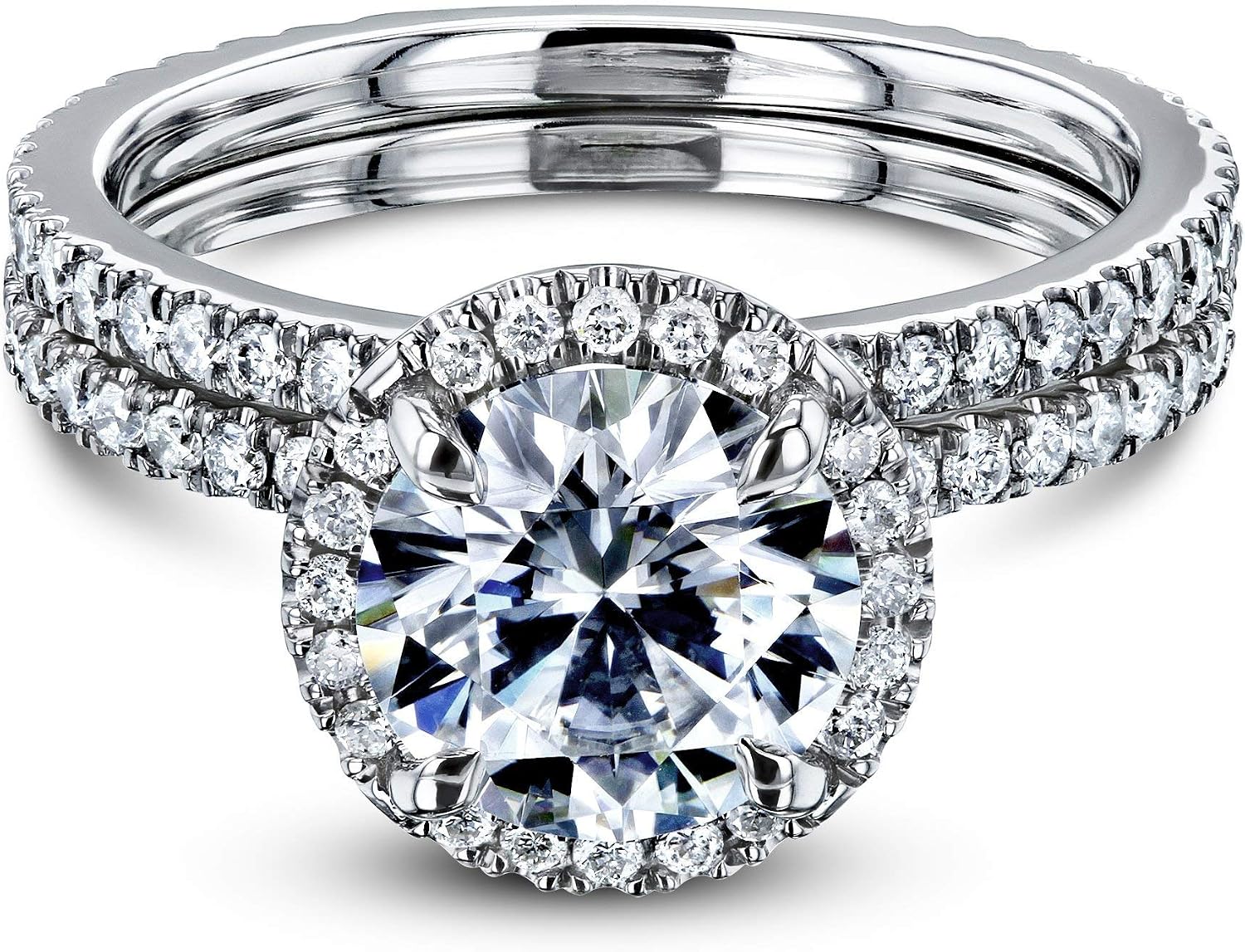 Kobelli 2 1/5 CTW Round Moissanite (D-E-F) Floating Halo Bridal Set