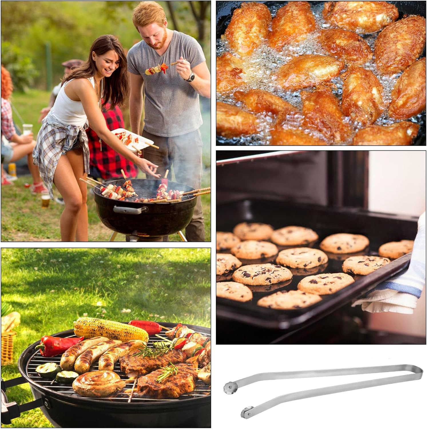 Pince Barbecue à Roulette,2 Pièce Pince a Barbecue,Ustensiles Barbecue,Pince Barbecue Longue,Pour le Tournage des Saucisses,Isolation Thermique,Pince Barbecue Roulette