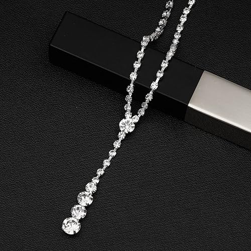 Miniatura 10 de Collar de plata y aretes pulsera de cristal para novia juegos de joyas de boda para novias damas de honor accesorios de disfraz para mujer Zirconia