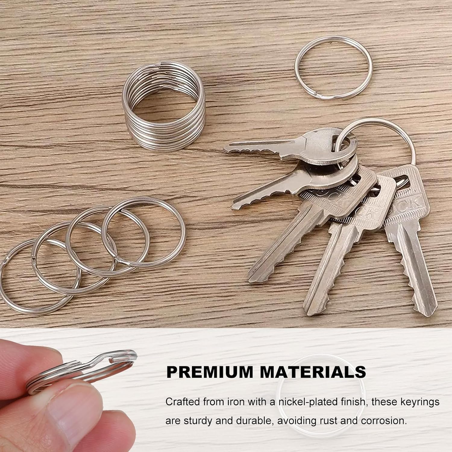 50 PCS Key Rings, 1.25 inch 32mm Carbon Steel Key Rings Bulk, Split Small Round Key Chain for Keys Crafts Pet Tags image 4