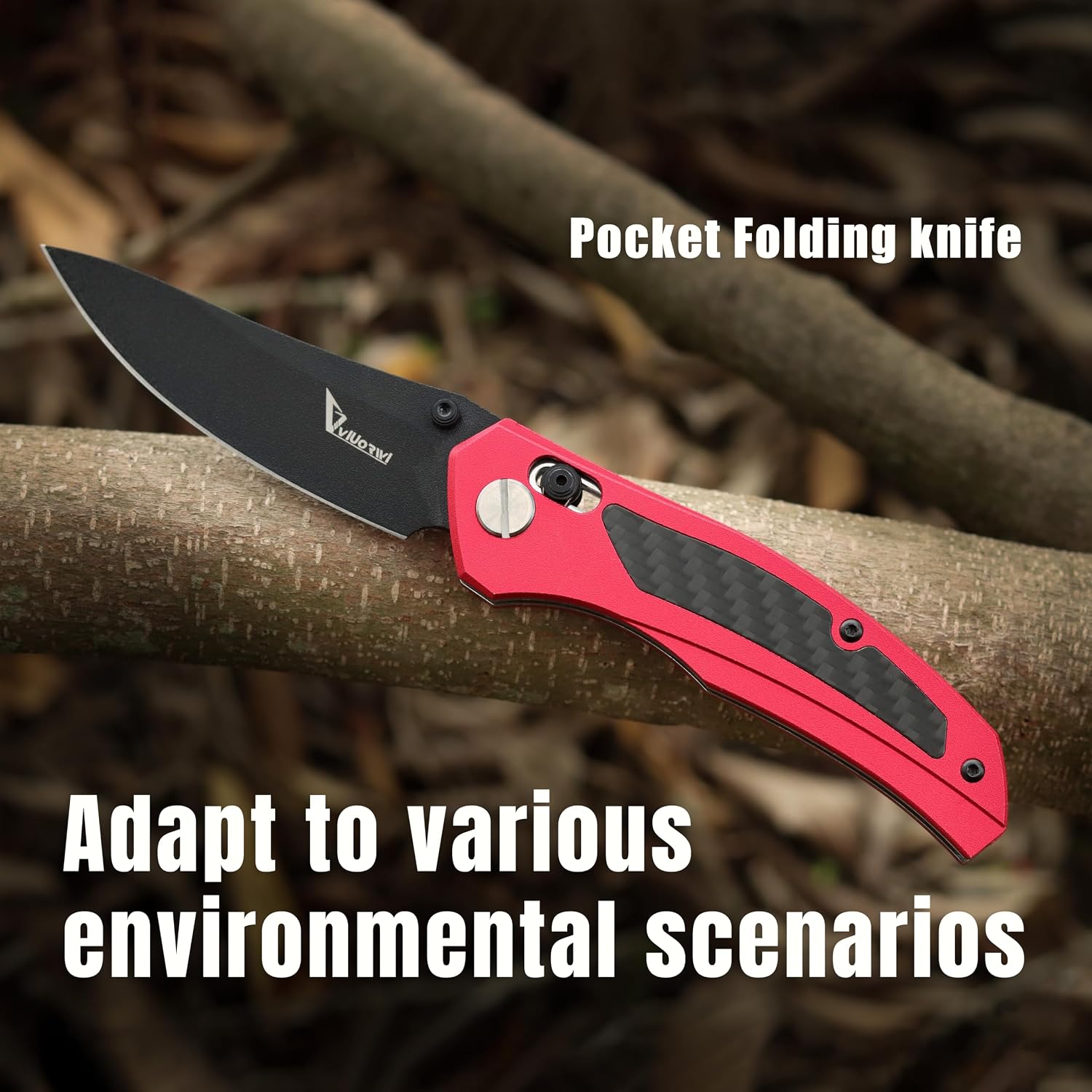 Axis Lock Folding Knife - 440C Steel Blade with Thumb Studs, Aluminum & Carbon Fiber Handle, Tactical EDC Pocket Knife with Deep Carry Clip for Outdoor, Camping & Everyday Carry