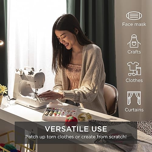 Miniatura 6 de Best Choice Products Máquina de coser compacta kit de 42 piezas máquina de coser portátil multifuncional de 6 V para principiantes con 12 patrones