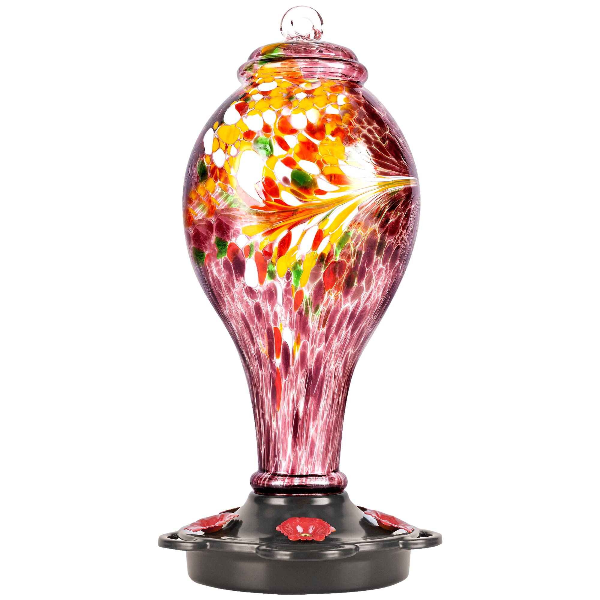 LUJII Hand Blown Glass Hummingbird Feeder