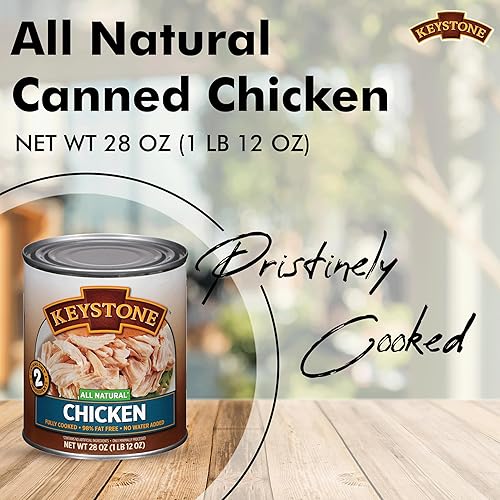 Miniatura 3 de Keystone All Natural Premium Pollo enlatado de 28 onzas totalmente cocido, sin agua añadida, listo para carne, comidas rápidas, supervivencia de