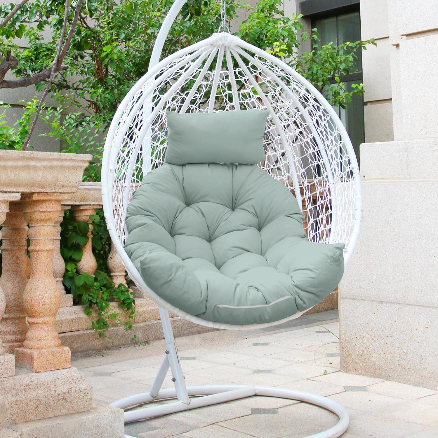 Egg Chair Cushion - Soft and Comfortable Hanging Basket Swing Cushion for Outdoor Recreation (G)