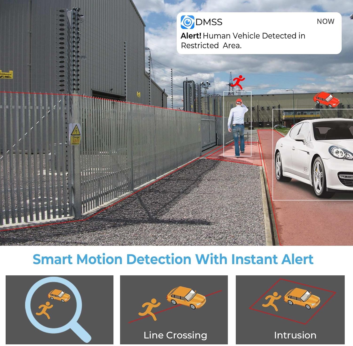 4MP PoE Turret IP Camera Black Starlight 0.006Lux@F1.6 PoE Camera Outdoor, Smart Human/Vehicle Detection, Intrusion Tripwire Alarm, 2.8mm Wide Angle Lens, DMSS & SmartDSS