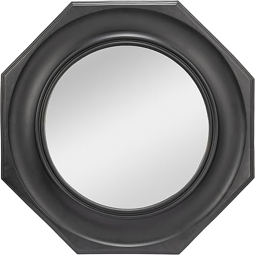 Miniatura 3 de Creative Co-Op Pared con marco de madera tallada hexagonal, espejo negro