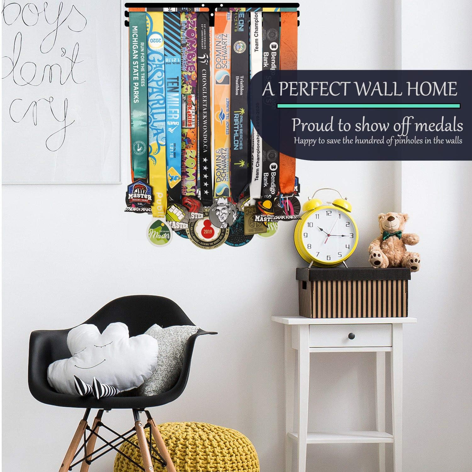 Upgraded Sports Marathon Medal Display Hanger Holder Racks Frame + Trophy Medal Holder Display Hanger