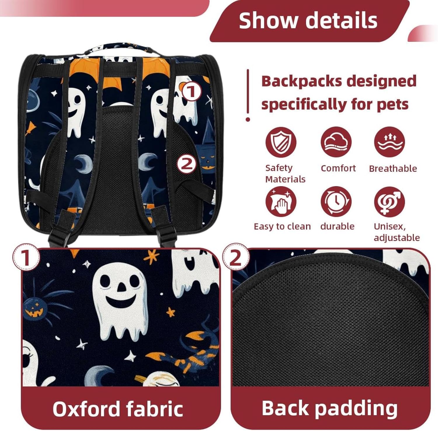 Halloween Traveler Backpack Pet Carriers for Cats and Dogs