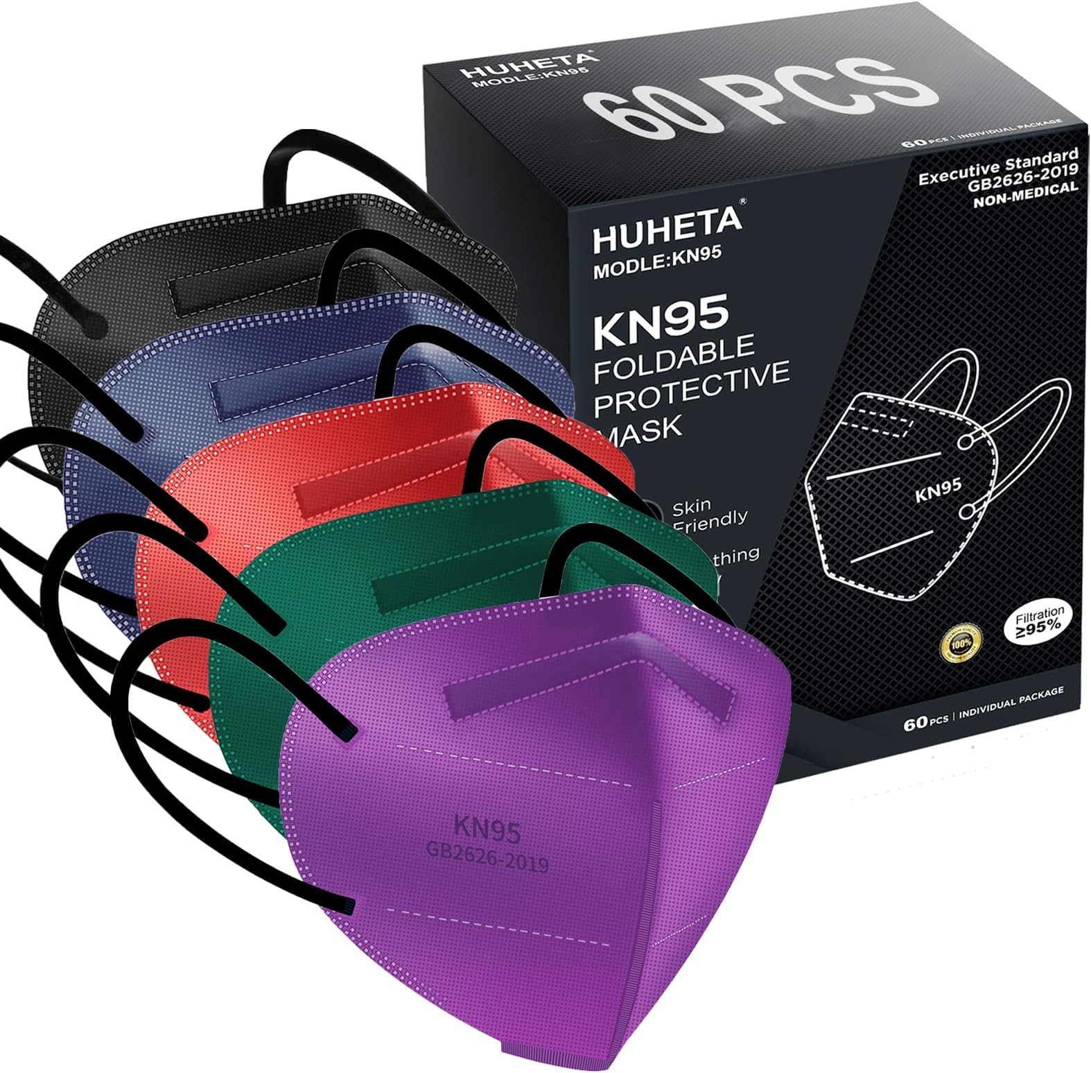 60 Pcs KN95 Face Mask Morandi - Individually Wrapped