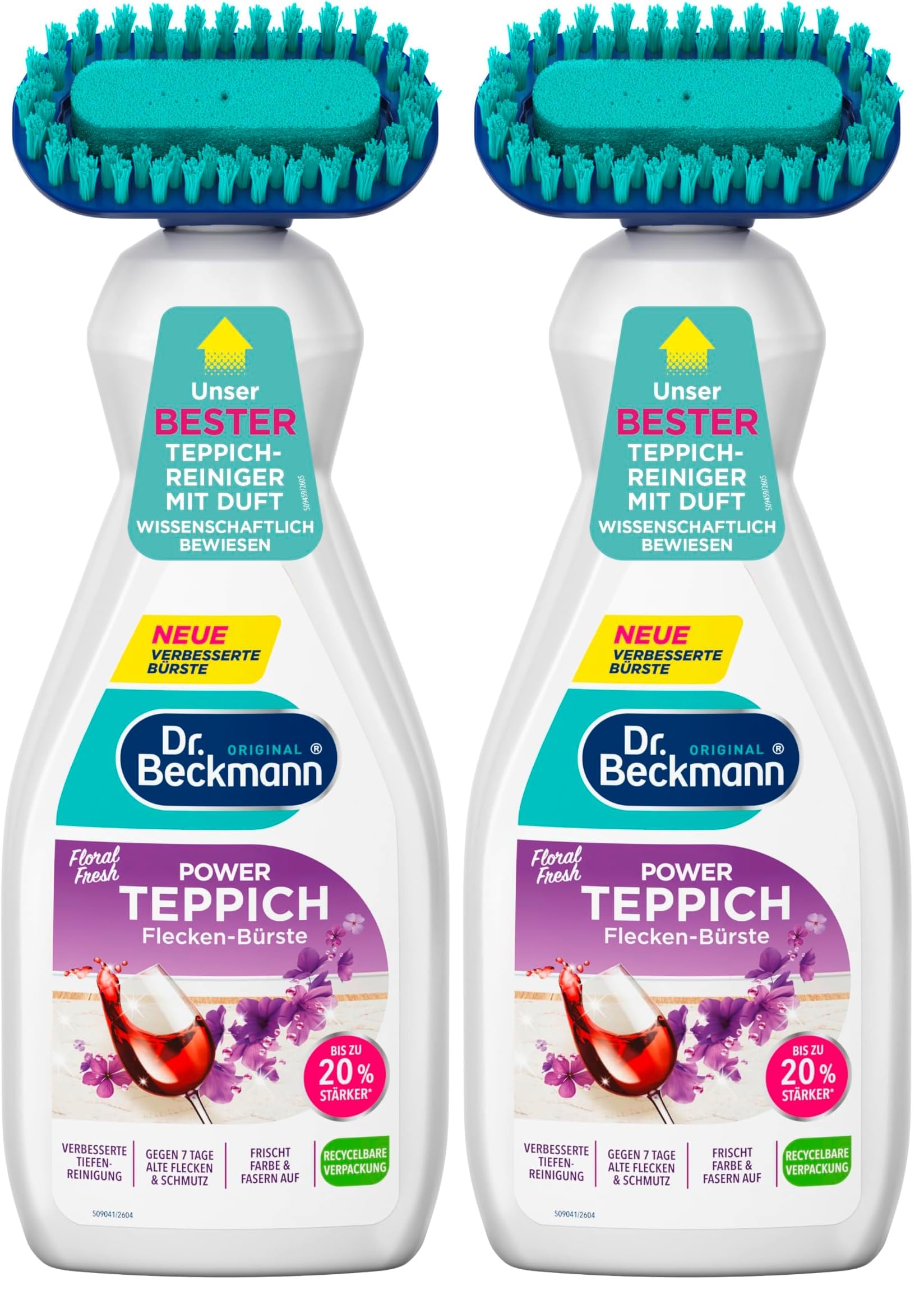 Dr. Beckmann Teppich-Fleckenbürste | Teppichreiniger | 2 x 650 ml | Mit Bürstenaufsatz | Entfernt Gerüche | Für Teppiche, Läufer & Fußmatten