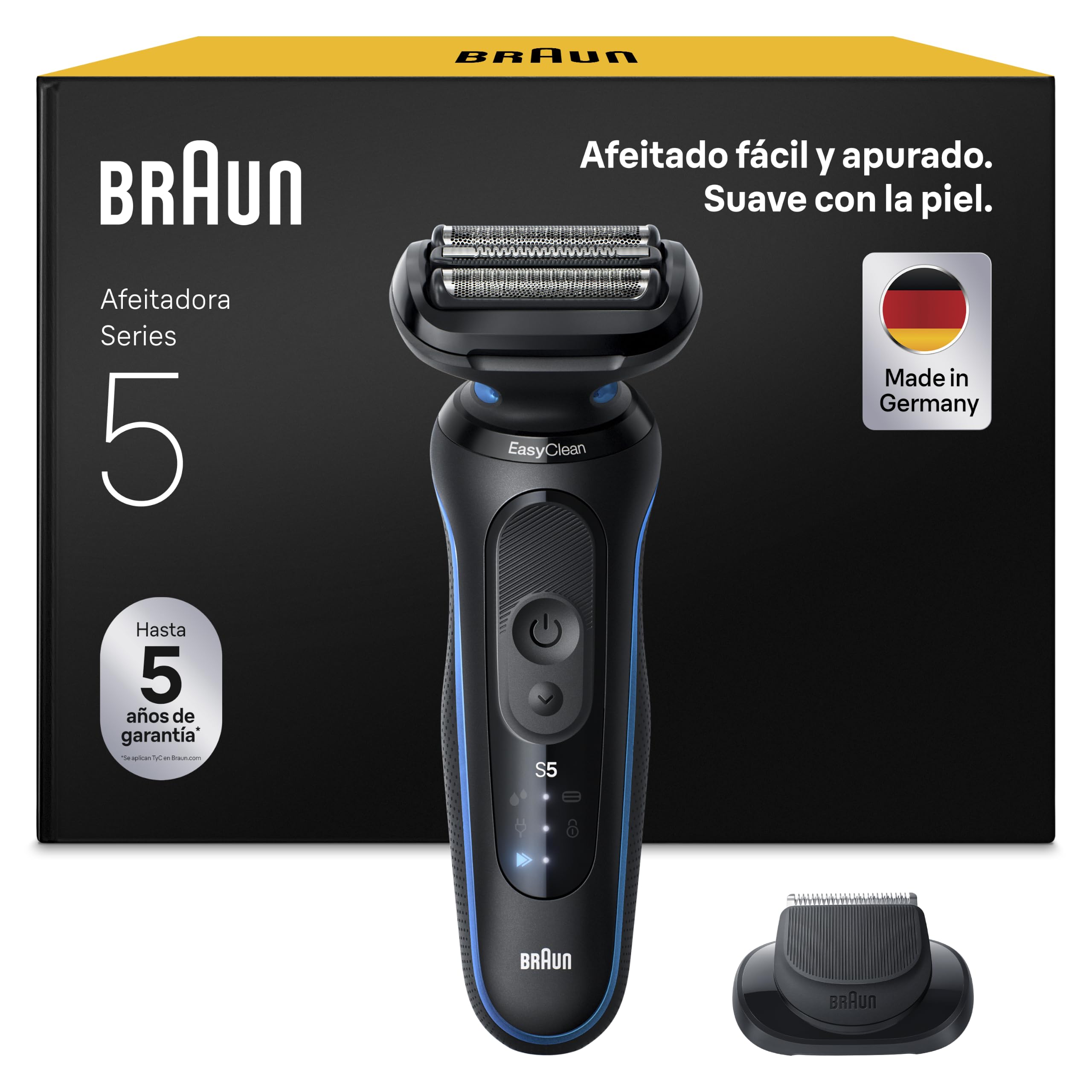 Braun Series 5 Afeitadora Eléctrica Hombre, 52-B1200SI, Azul | Máquina de Afeitar Resistente al Agua, 2 Modos de Afeitado, Recargable, 50 Min de Uso, con Recortadora de Precisión GreenCircle Certified: Certified Energy Savings
