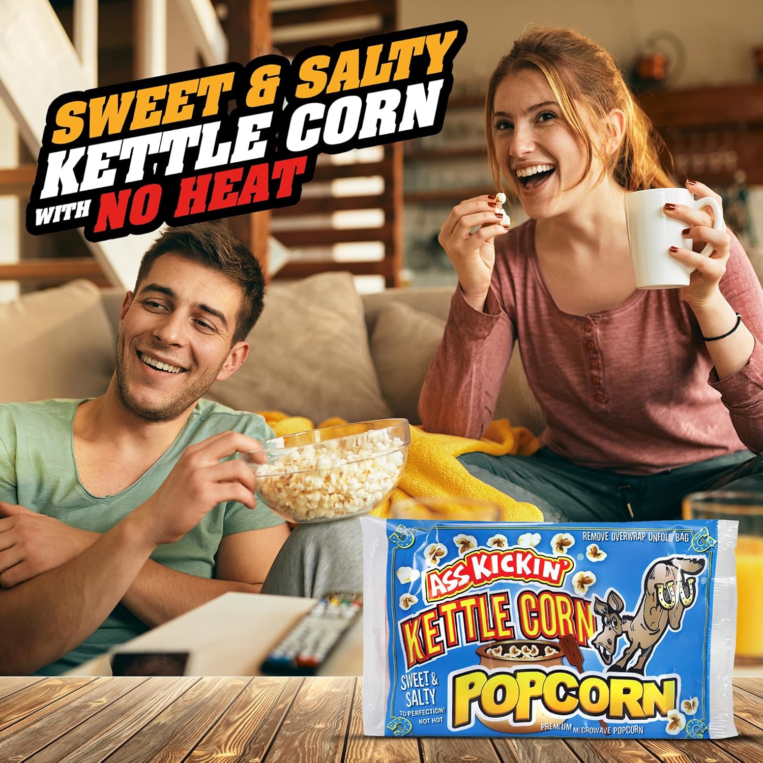 ASS KICKIN’ Kettle Corn Microwave Popcorn - 12 Pack - Ultimate Sweet Gourmet Gift - Try if you dare!