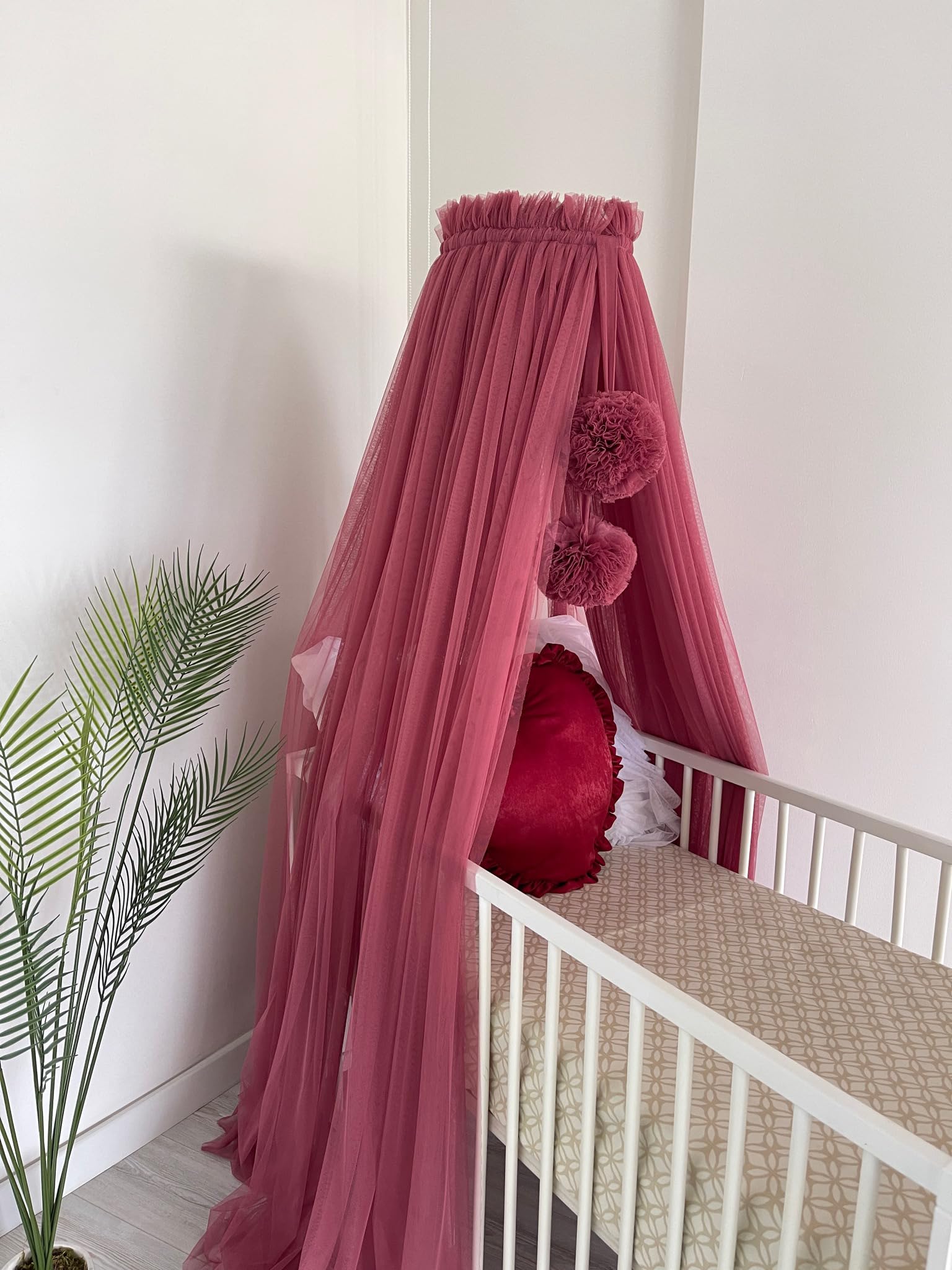 Baby Fancyroom Baldacchino per lettino, culla principessa, zanzariera, lettino, baldacchino, cameretta dei bambini, in tulle di alta qualità, rosa antico