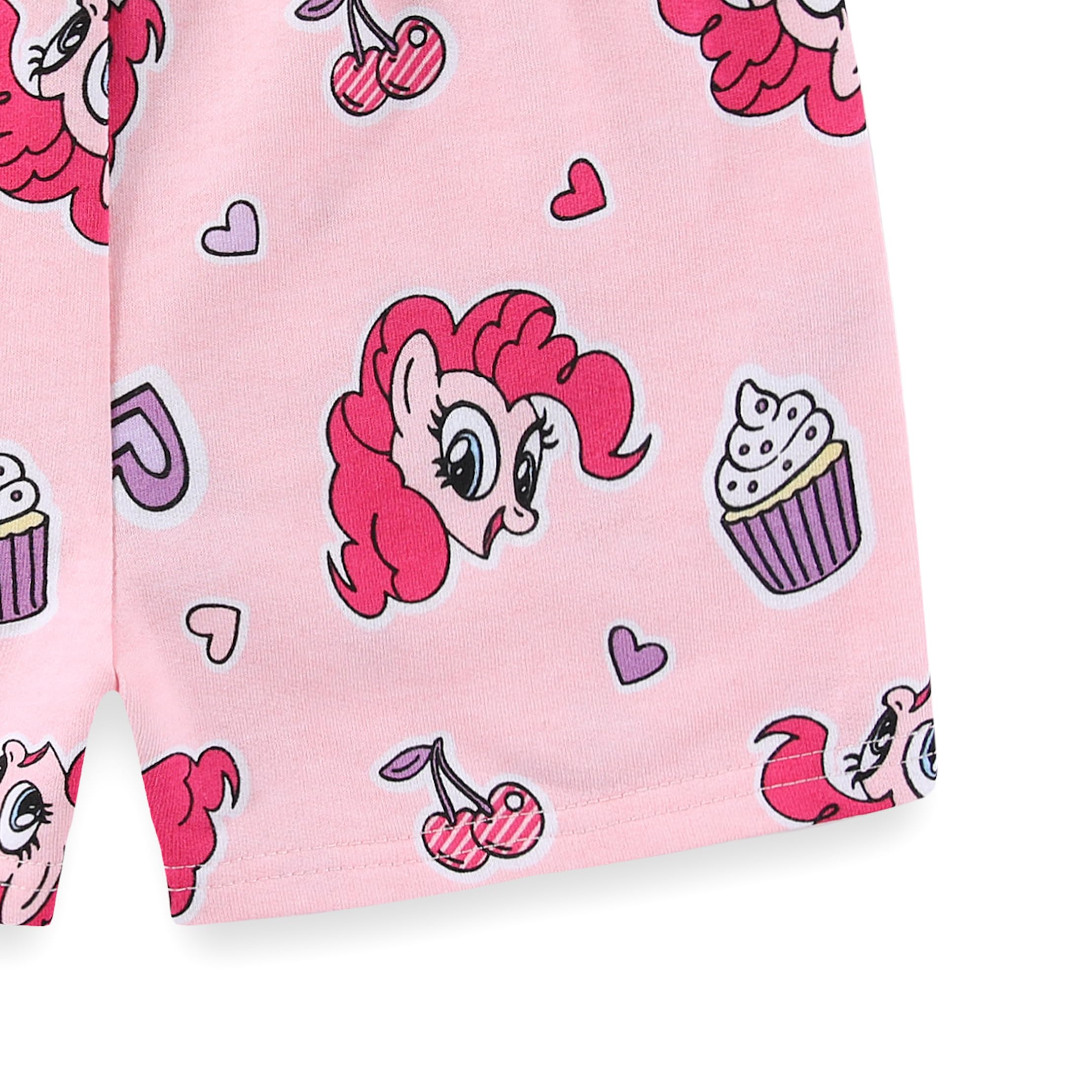 My Little Pony Pinkie Pie - Conjunto de camiseta de manga corta y pantalones cortos de rizo francés para niñas grandes