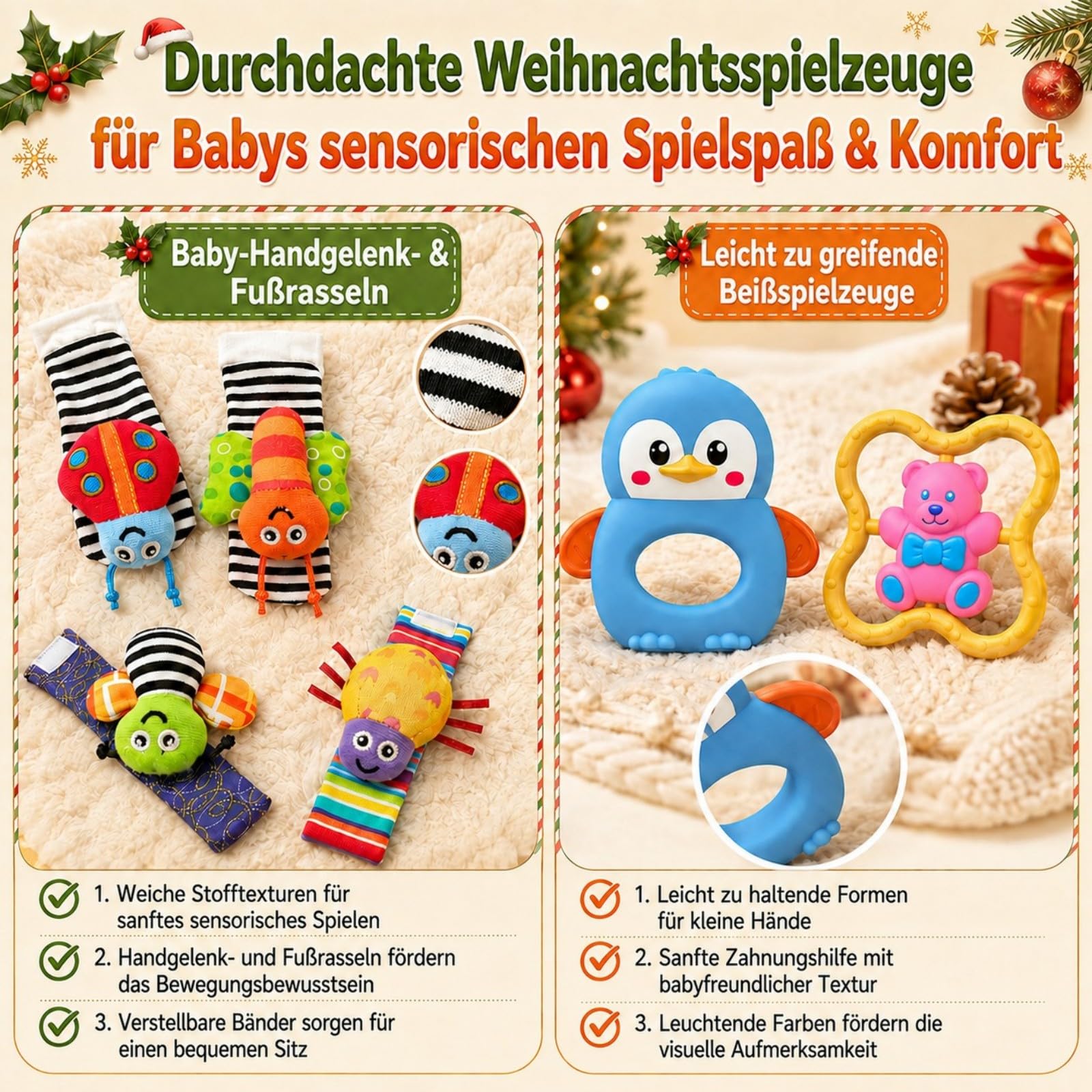 Calendario dell'Avvento per bambini 2026, set di 24 giocattoli con sonaglio per il conto alla rovescia, giocattolo sensoriale per bambini, adatto come primo regalo di Natale per ragazzi e ragazze