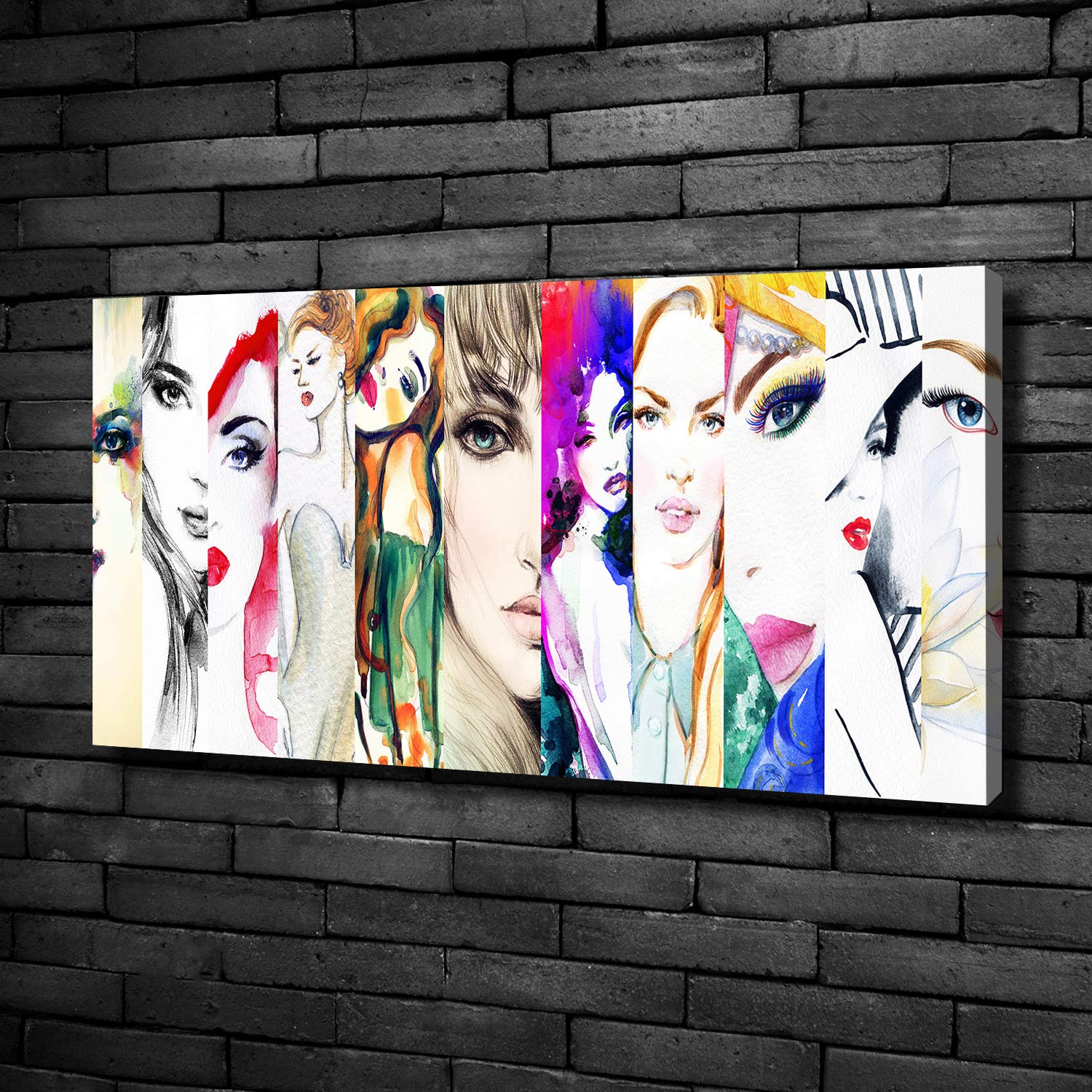 Tableau Tulup Sur Toile 50x100cm - Abstraction Femme, Art Moderne Bleu