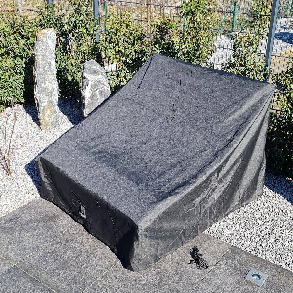 XXL Schutzhülle Wetterschutzhülle Abdeckhaube für Waldsofa Wellenliege Sonnenliege Relaxliege Himmelsliege Wellnessliege Saunaliege Holzliege für den Garten (Schutzhülle, XXL Schwarz)