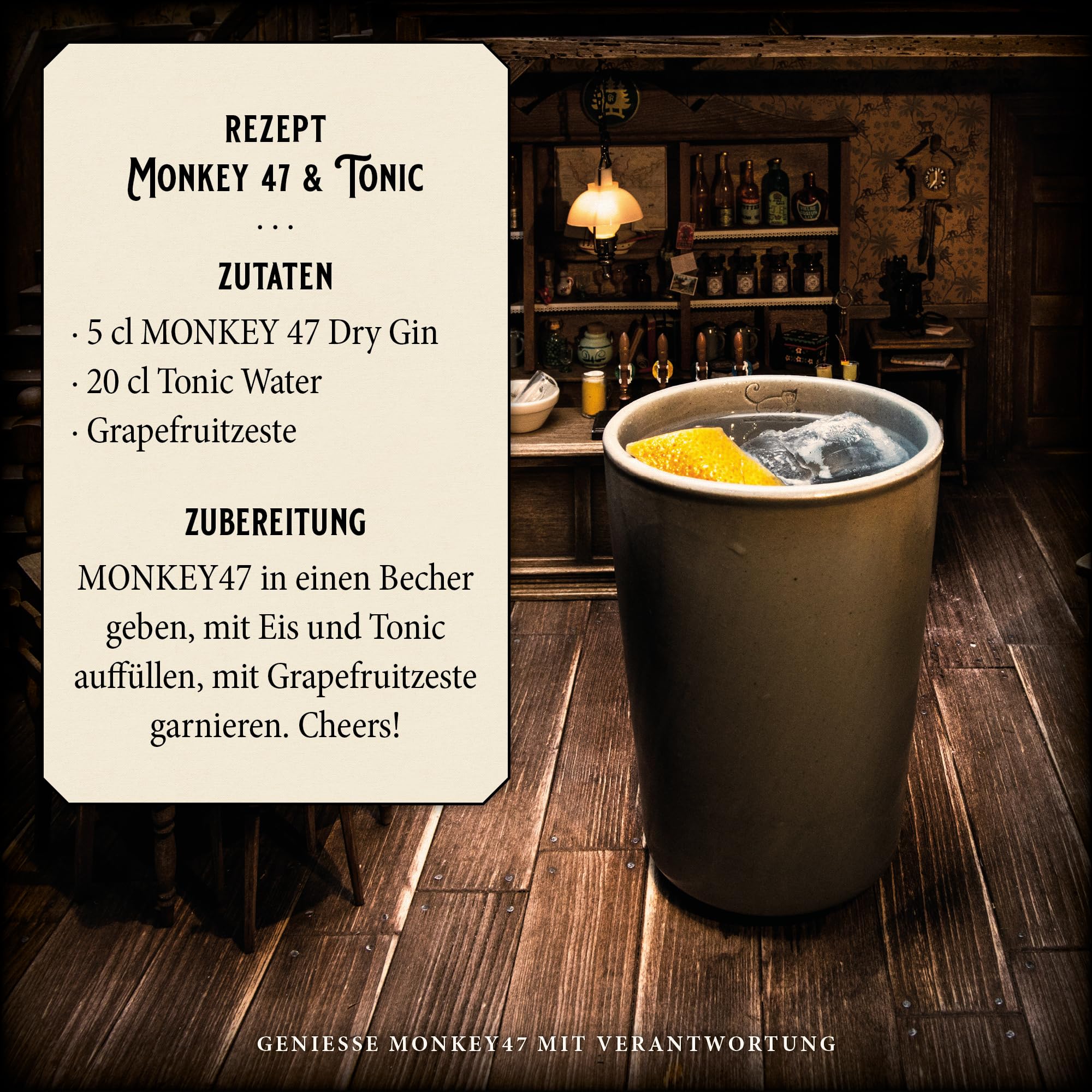 Monkey 47 Schwarzwald Dry Gin 0,5 L Premium Gin mit Wacholderaroma & Zitronennoten