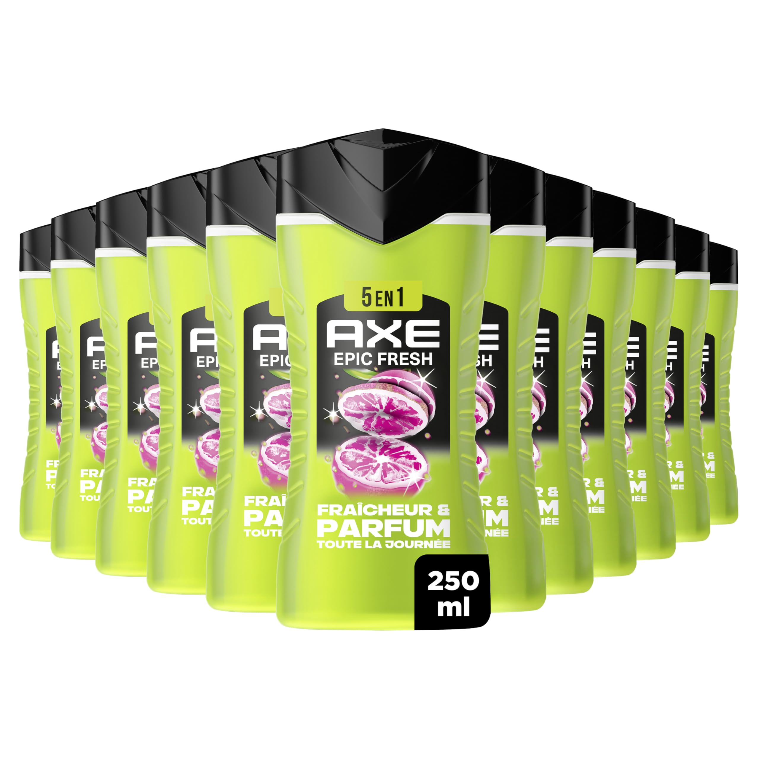 AXE - Żel pod prysznic dla mężczyzn 5w1 Epic Fresh - 24h nawilżający - 87% składników pochodzenia naturalnego - zapach ananasa i grejpfruta - zestaw 12x250ml