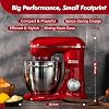 Kitchen in the box Stand Mixer, 6L Electric Food Mixer with 10 Speeds, 1300W Kitchen Appliance for Home Baking, Colorful Design Baking Tool for Bread Dough Cake with Dough Hook, Whisk, Beater (Red)