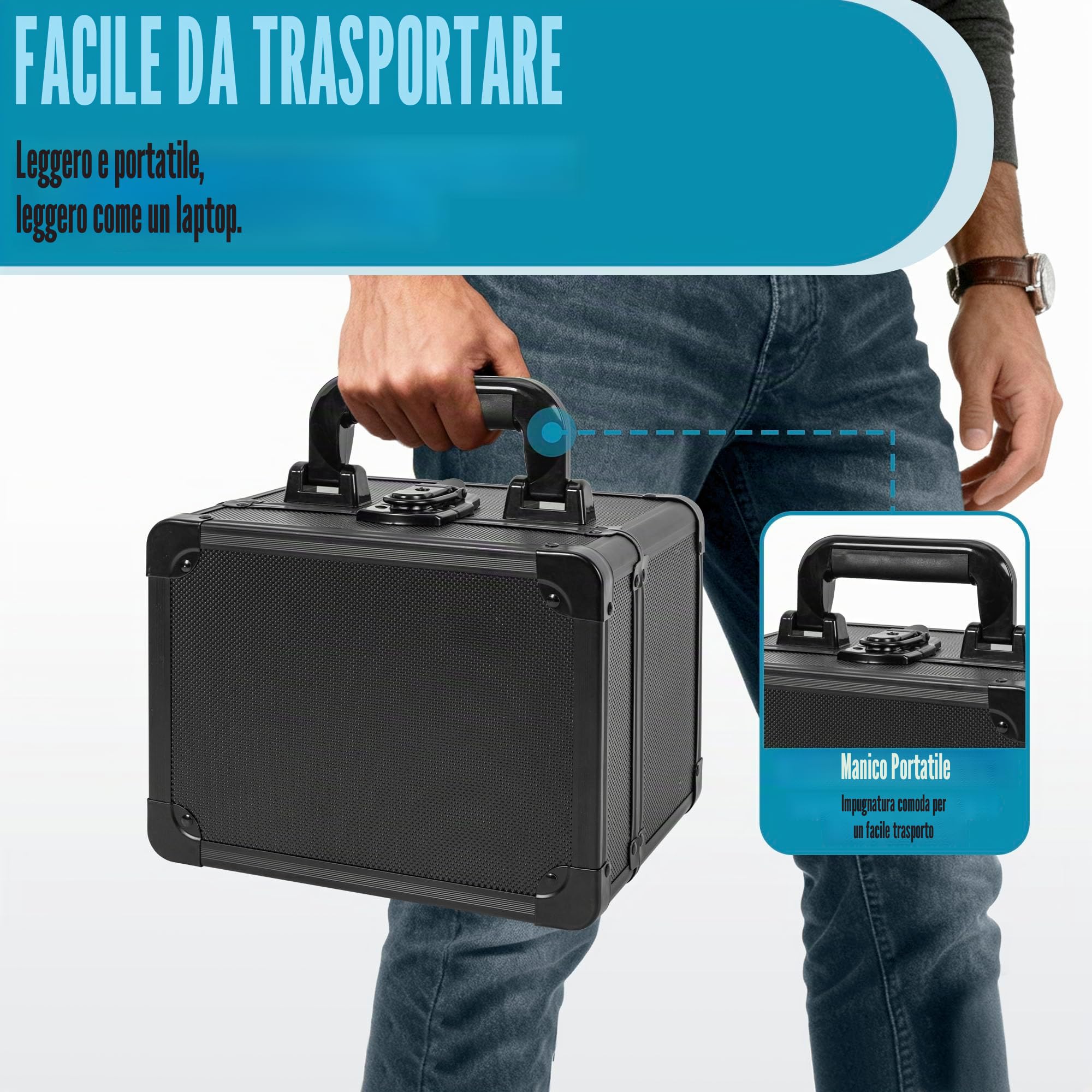 Scatola Porta-Carte in Lega di Alluminio con Caricamento dall'Alto, Scatola Portacarte con Ampia Capacità per 40 Vassoi Portacarte e Scomparti Regolabili