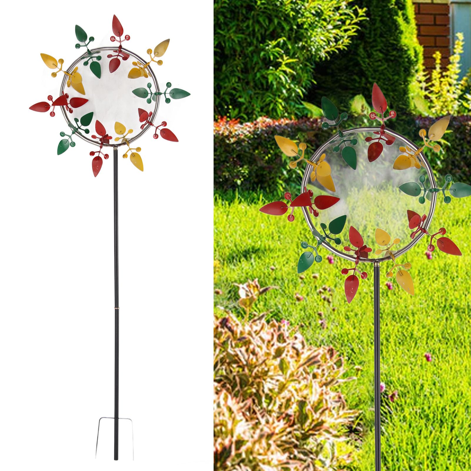 Spinner de Viento, Molino de Viento de Acero Inoxidable para jardín con rotación Suave de rodamiento para césped, Patio, Cubierta, Color Brillante