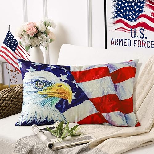 Miniatura 3 de Fundas de almohada decorativas para el 4 de julio, 12 x 20 pulgadas, Día de la Independencia, para decoración del hogar, sala de estar, dormitorio,
