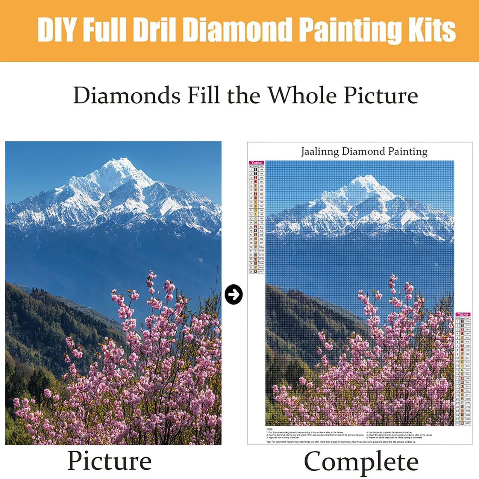 Diamond Painting Kit Completo, Diamond Painting Giappone, 5D Pittura Diamante Kit Manualidades Adultos DIY Diamantini Crystal Art Disegni Ricamo a Punto Croce Artigianale, 60x90cm Monte Fuji j0-645