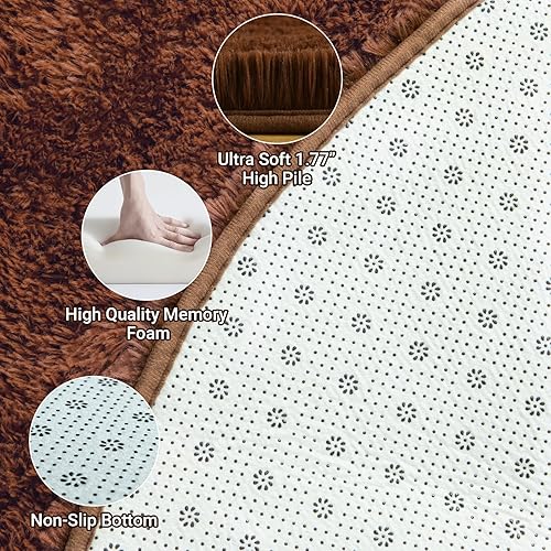 Miniatura 4 de LOCHAS Alfombras redondas y esponjosas de lujo para dormitorio, habitación de niños y niñas, guardería, alfombra circular súper suave, bonita