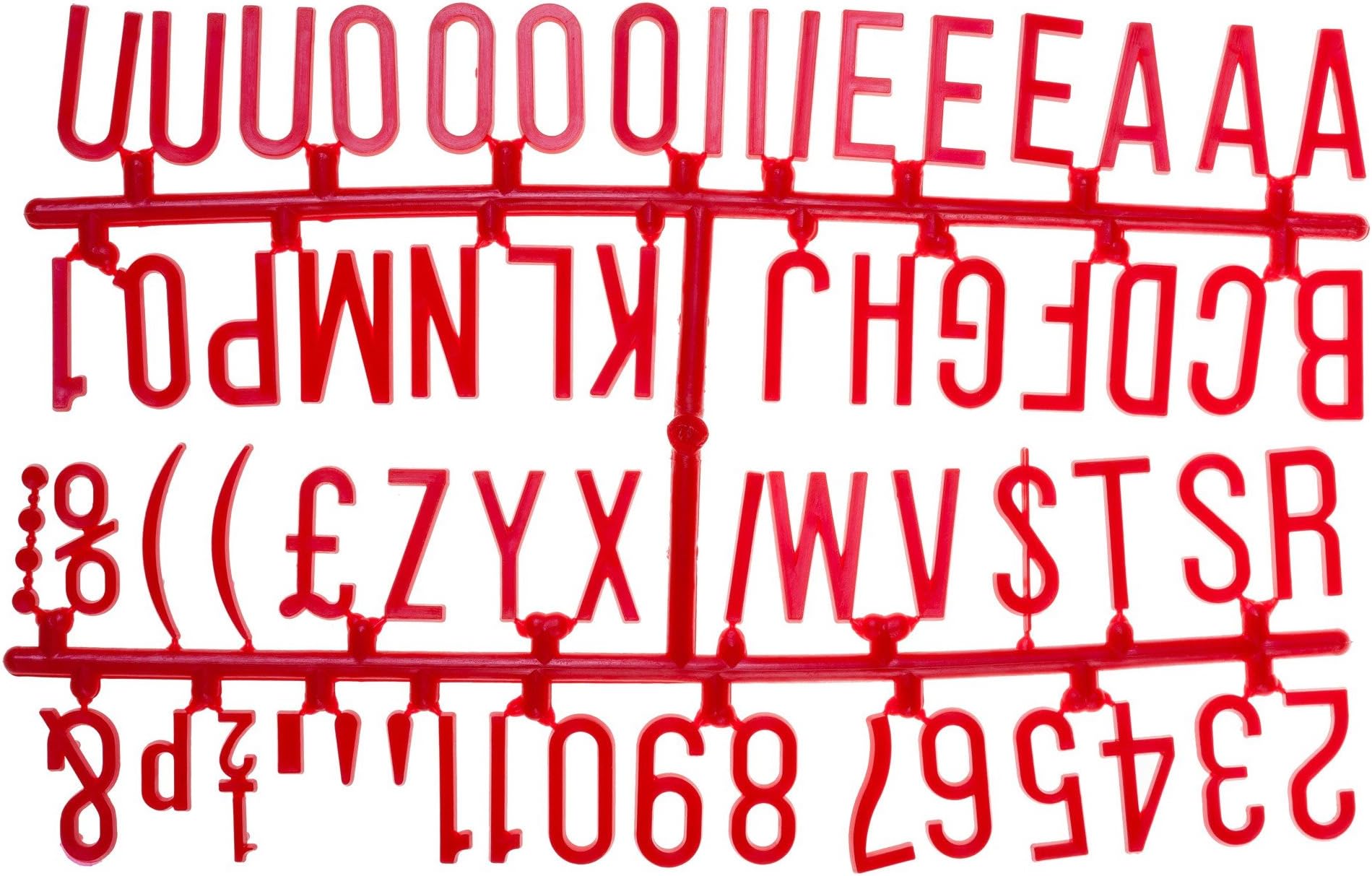 Beaumont 390 Character 31mm Letter Set Red - Plastic Letters for DIY Messages, Menu Bords, Kitchen Notes, Ideal for Cafes, Pubs, Restaurants