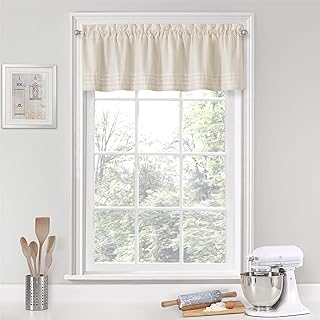 VUE Kingsbury Short Valance Small Window Curtains Bathroom, Living Room and Kitchens, 52" x 14", Natural