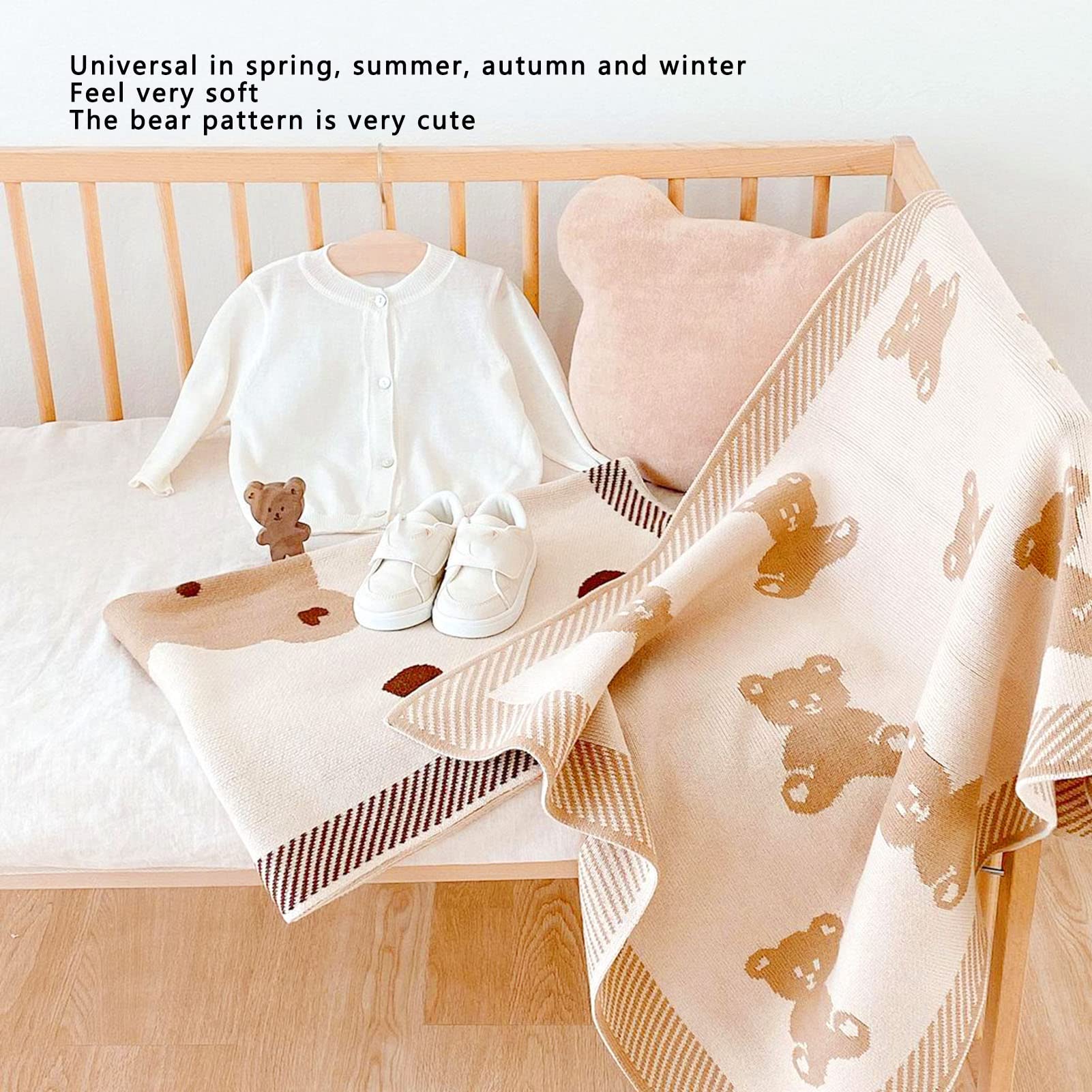 Amazon|ポータブルソフトベビーブランケット、ニット漫画クマベビー Amazon|ポータブルソフトベビーブランケット、ニット漫画クマベビー