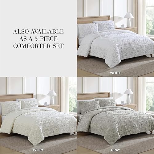 Miniatura 5 de Beatrice Home Fashions Medallón de chenilla King Blanco