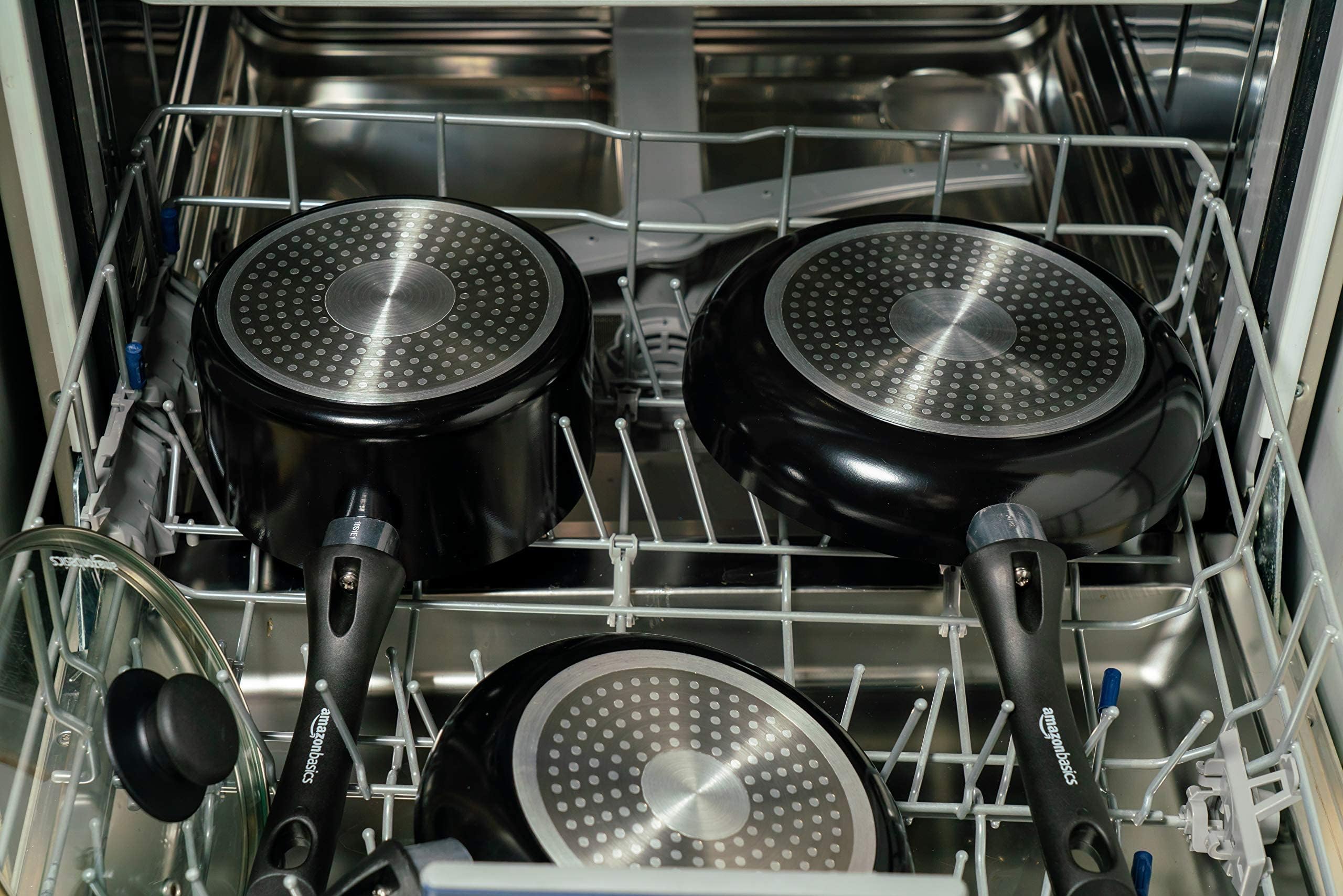 Amazon Basics - Set di pentole in ceramica antiaderente per induzione, 6 pezzi, con coperchi
