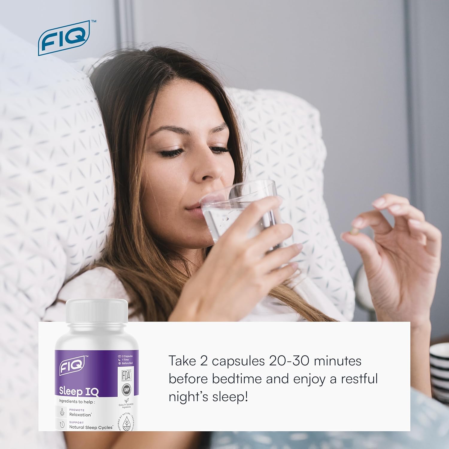FIQ Formula IQ - Sleep IQ - Sleep Aid - Magnesium Supplement with 5 mg Melatonin, Lemon Balm, & Valerian Root - 60 Capsules - Image 6