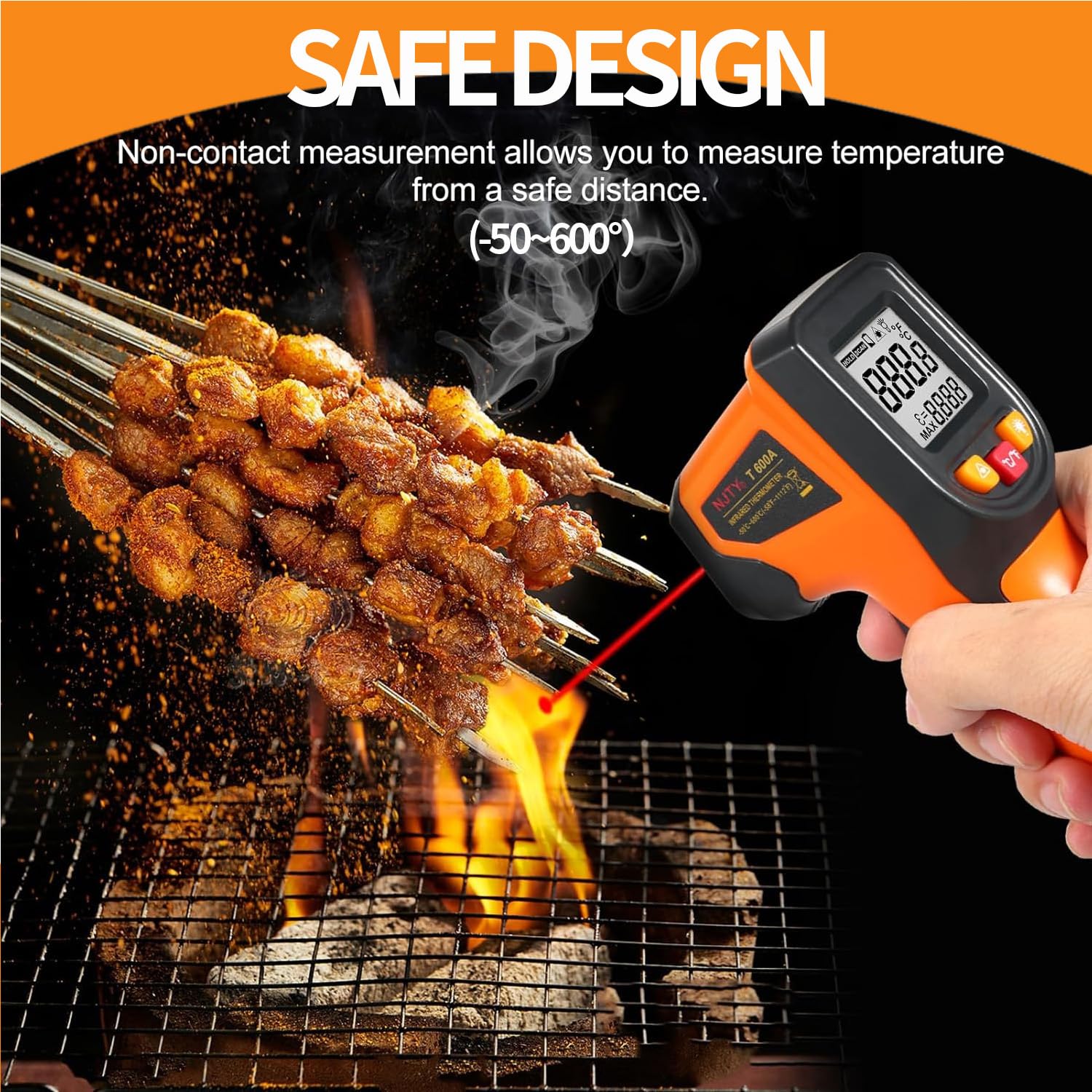 Uadme Infrarot-Thermometer –50°C Bis 600°C, Mit Laser & LCD, Für Küche, Heizung, Elektrik Und Mehr