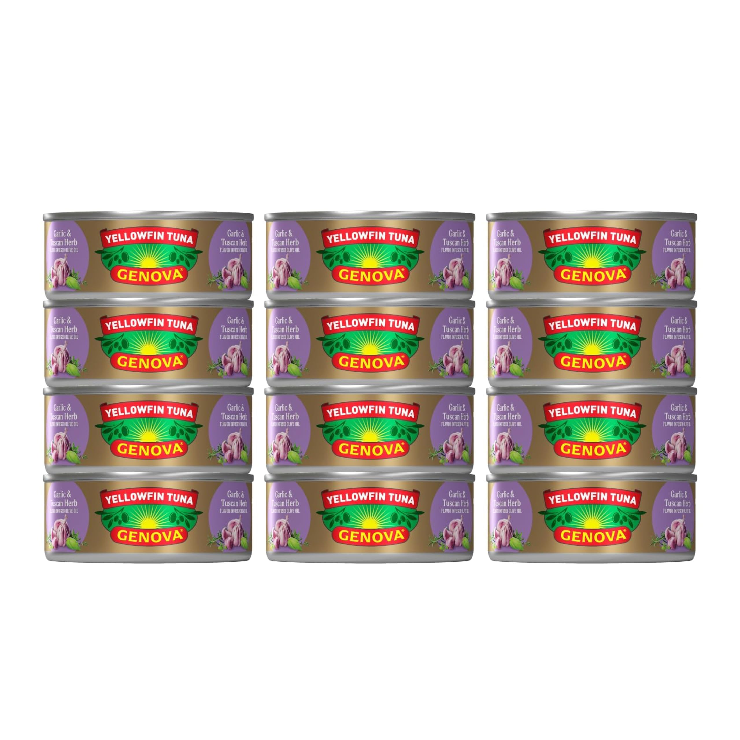 Genova Yellowfin Tuna in Garlic and Tuscan Herb / 5 Ounce (Pack of 12) / 12 Tuna Fish