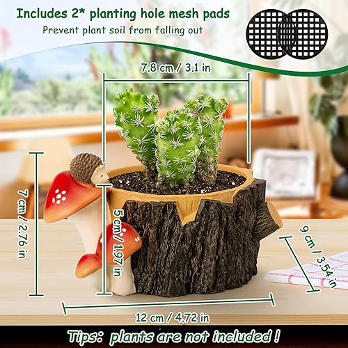 Miniatura 2 de Yiiwinwy Hedgehog - Macetas para suculentas con agujero de drenaje, macetas para plantas de interiorcactus  suculentas, maceta de interior regalo